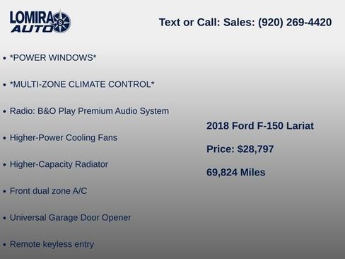 Used 2018 Ford F150 Lariat w/ Equipment Group 502A Luxury AWD/4WD image 10