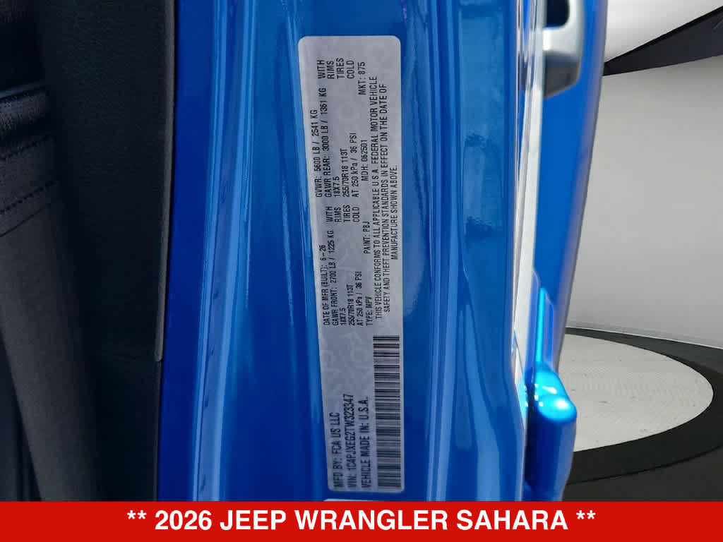 New 2026 Jeep Wrangler Unlimited Sahara w/ Whitecap Package AWD/4WD image 36