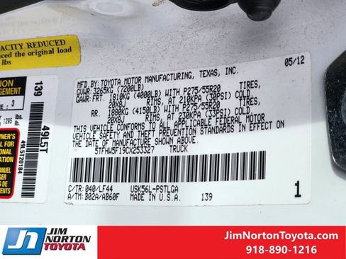 Used 2012 Toyota Tundra Limited w/ Memory Pkg image 34