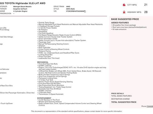 Used 2023 Toyota Highlander XLE AWD/4WD image 2