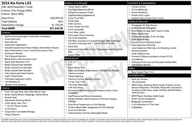 Certified 2024 Kia Forte LXS FWD image 15