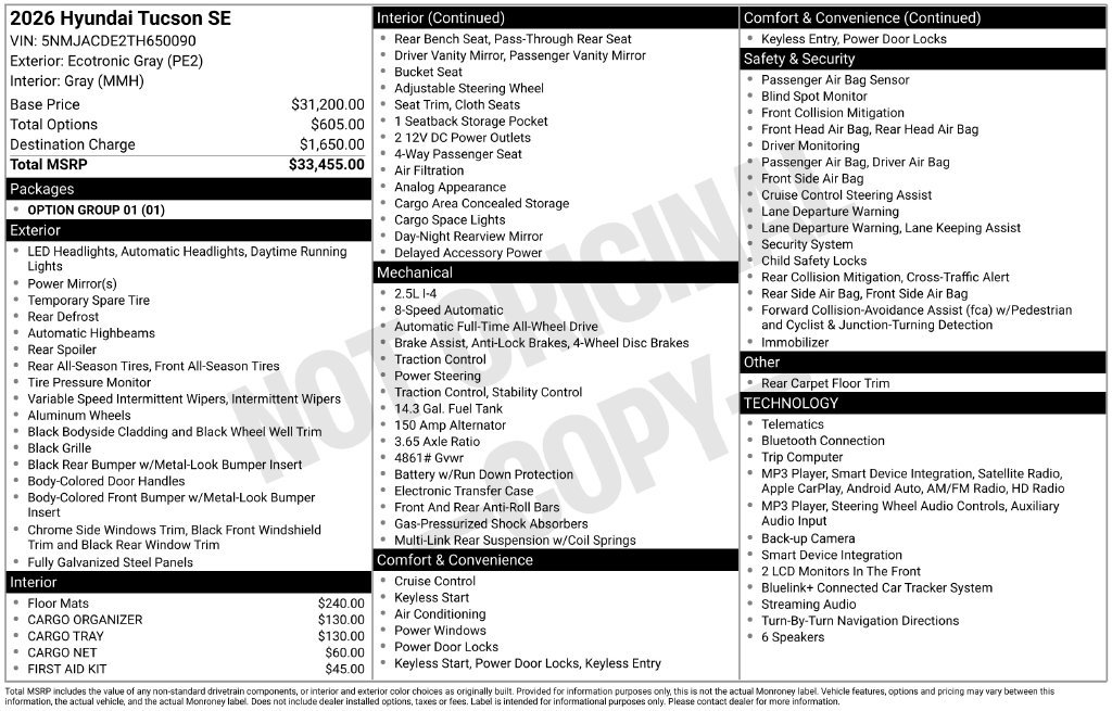 Certified 2026 Hyundai Tucson SE AWD/4WD image 16