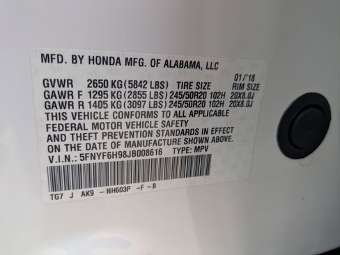 Certified 2018 Honda Pilot Touring image 39