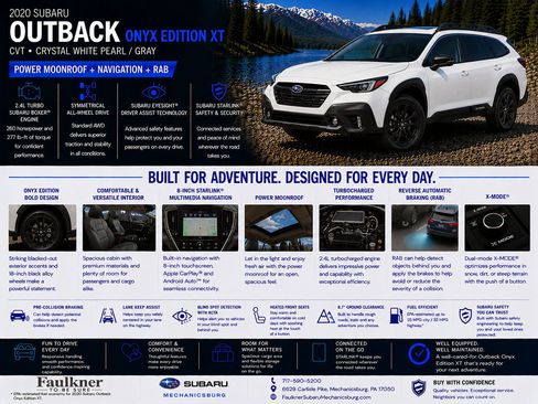 Used 2020 Subaru Outback Onyx Edition XT w/ Popular Package #2 AWD/4WD image 2