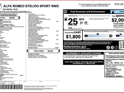 Used 2019 Alfa Romeo Stelvio Sport w/ Quick Order Package 22K Sport image 2