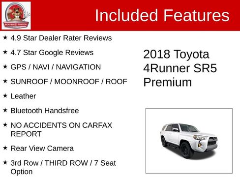 Used 2018 Toyota 4Runner SR5 Premium AWD/4WD image 4