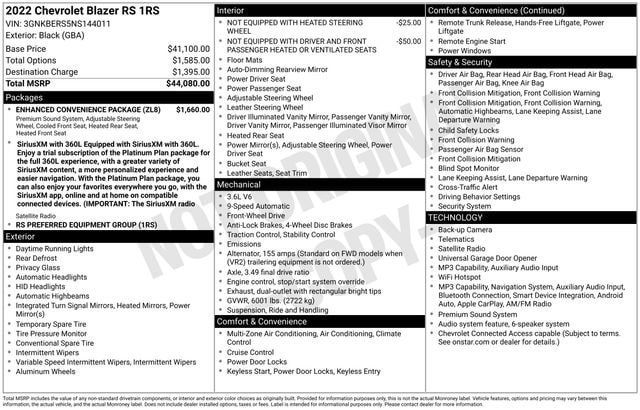 Used 2022 Chevrolet Blazer RS w/ Enhanced Convenience Package FWD image 34