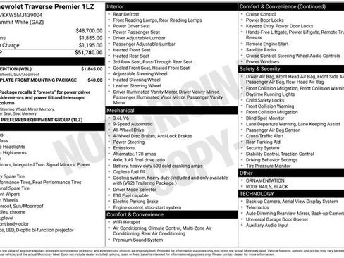 Used 2021 Chevrolet Traverse Premier w/ Redline Edition image 10