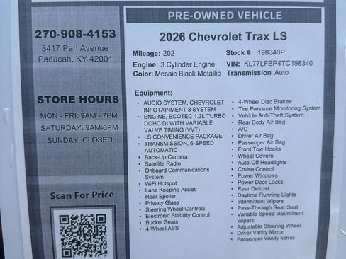 Used 2026 Chevrolet Trax LS w/ LS Convenience Package FWD image 28