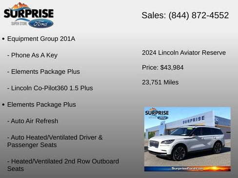 Used 2024 Lincoln Aviator Reserve w/ Equipment Group 201A RWD image 6