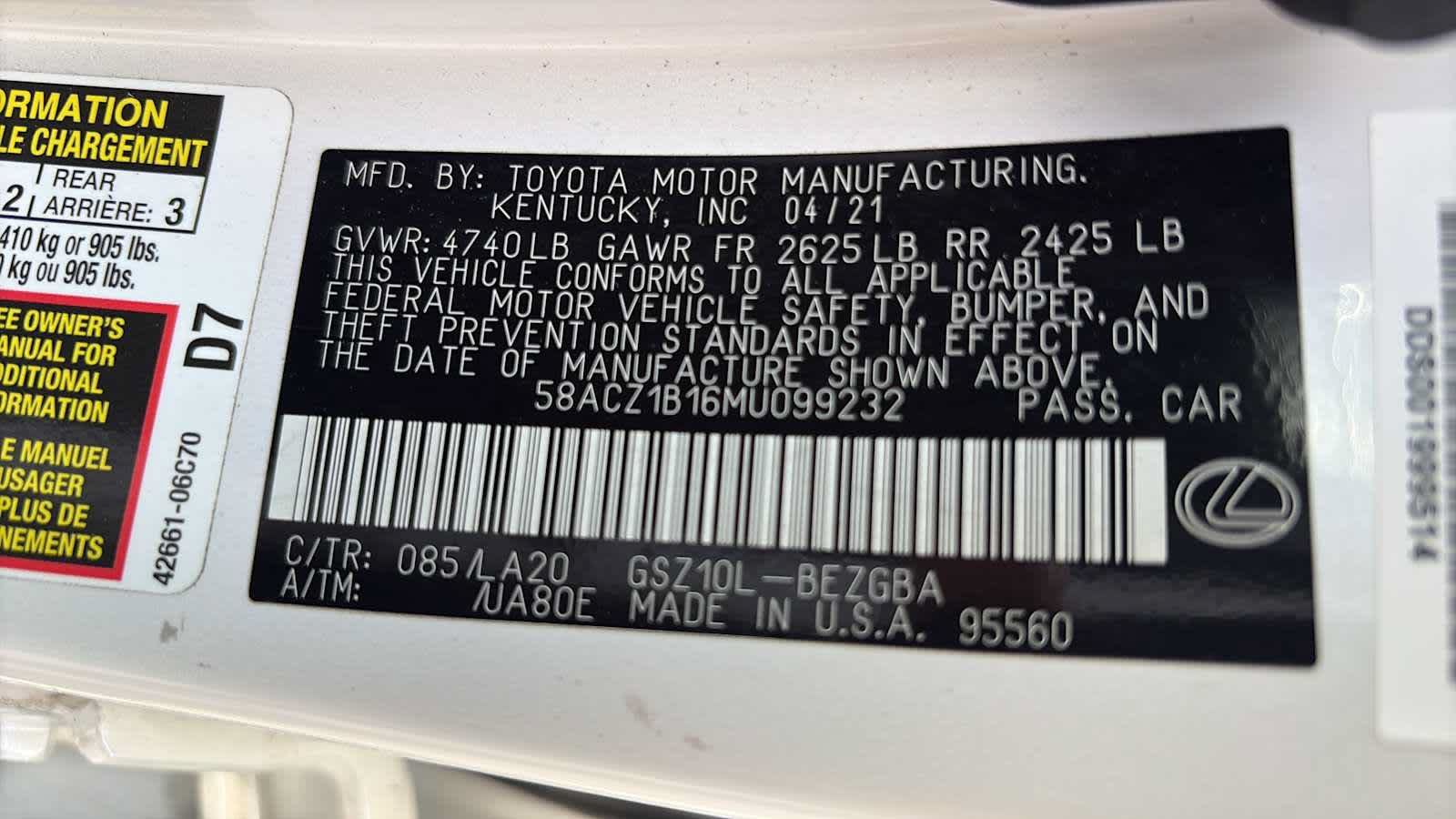 Used 2021 Lexus ES 350 w/ Accessory Package FWD image 20