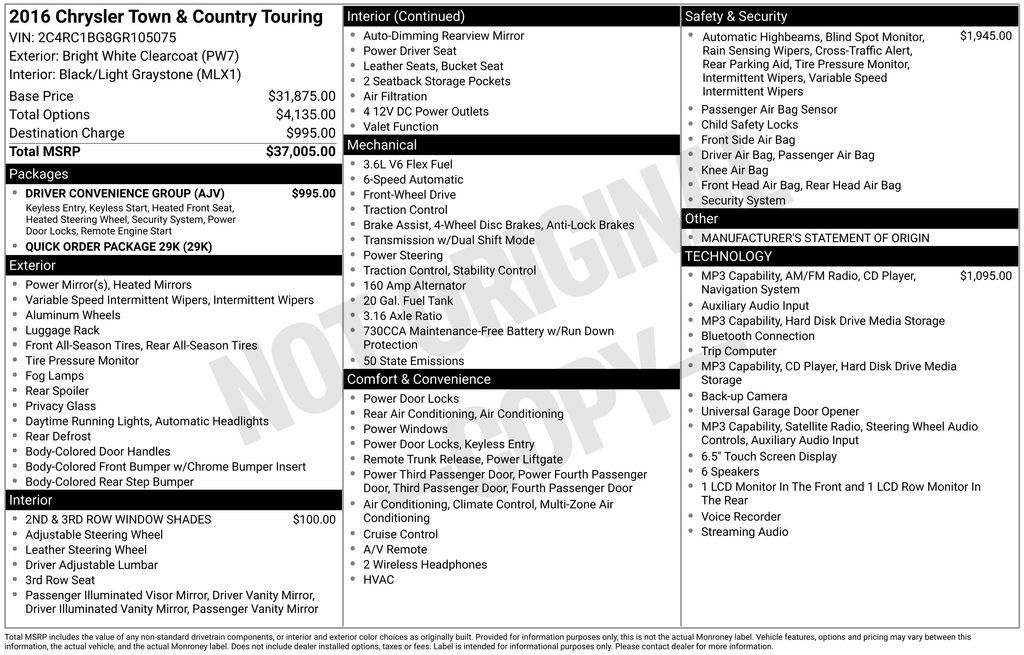 Used 2016 Chrysler Town & Country Touring w/ Driver Convenience Group FWD image 13