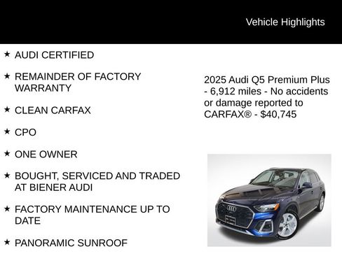 Certified 2025 Audi Q5 2.0T Premium Plus w/ Premium Plus Package image 9