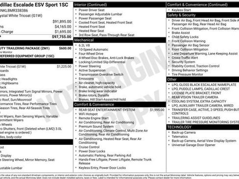 Used 2021 Cadillac Escalade ESV Sport w/ Heavy-Duty Trailer Package AWD/4WD image 3