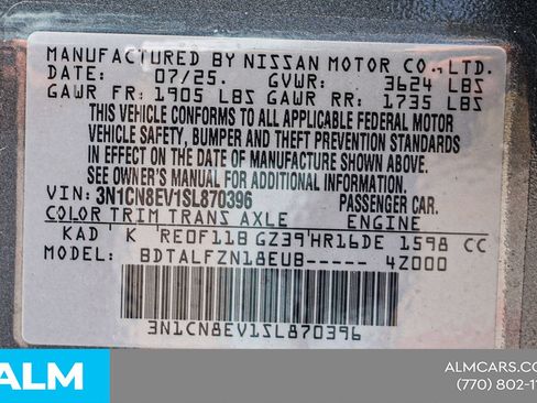 Used 2025 Nissan Versa SV w/ Trunk Package FWD image 45
