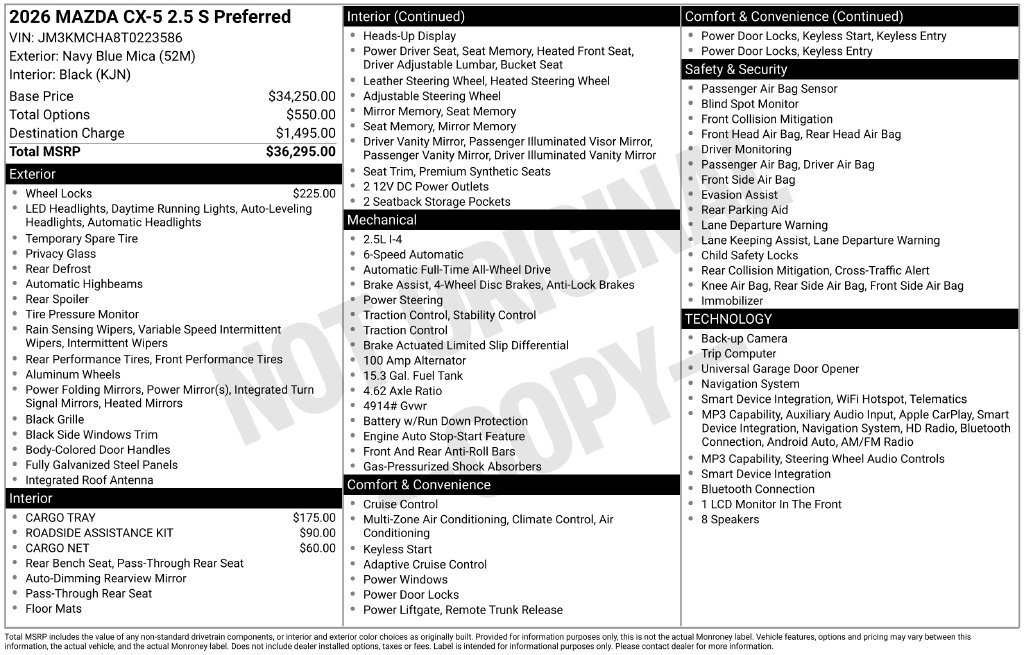 New 2026 MAZDA CX-5 Preferred AWD/4WD image 33