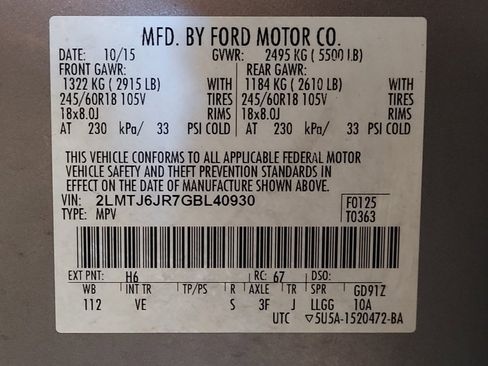 Used 2016 Lincoln MKX Premiere w/ Cargo Accessories Package FWD image 33