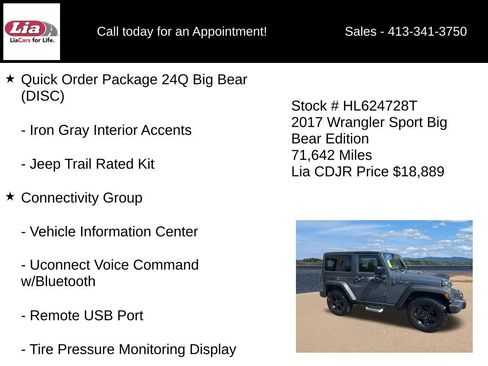 Certified 2017 Jeep Wrangler Sport AWD/4WD image 21