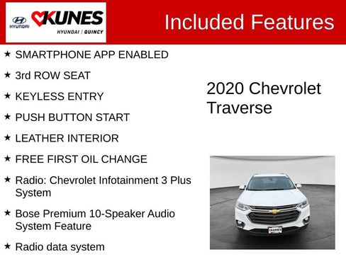 Used 2020 Chevrolet Traverse LT w/ LT Premium Package FWD image 3