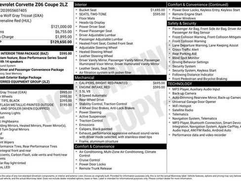Used 2025 Chevrolet Corvette Z06 w/ Stealth Interior Trim Package RWD image 3