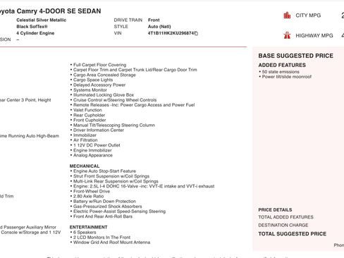 Used 2019 Toyota Camry SE image 3