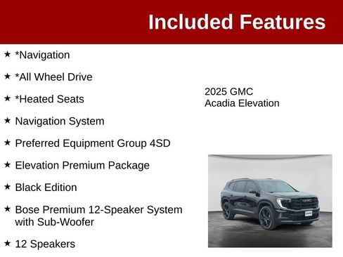 Used 2025 GMC Acadia Elevation w/ Elevation Premium Package AWD/4WD image 3