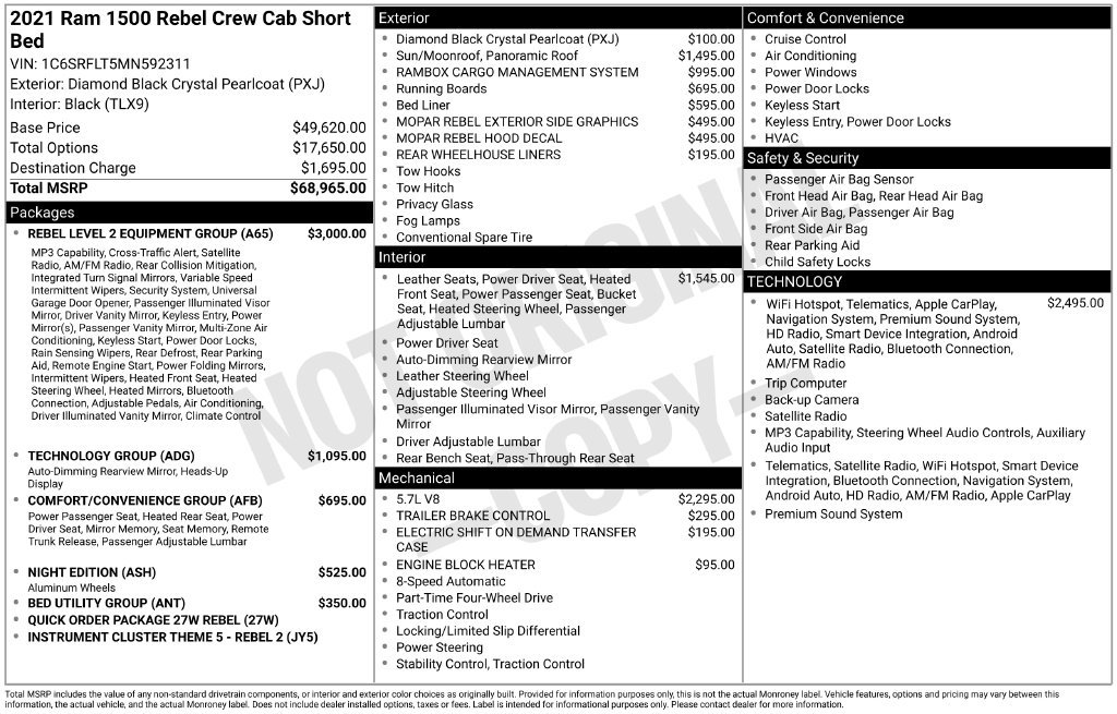 Used 2021 RAM 1500 Rebel w/ Rebel Level 2 Equipment Group AWD/4WD image 29