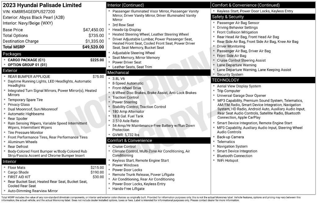 Certified 2023 Hyundai Palisade Limited w/ Cargo Package FWD image 5