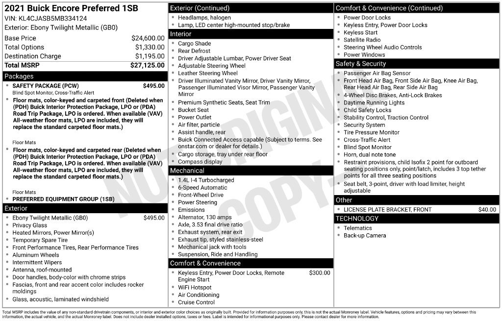 Used 2021 Buick Encore Preferred w/ Safety Package FWD image 18