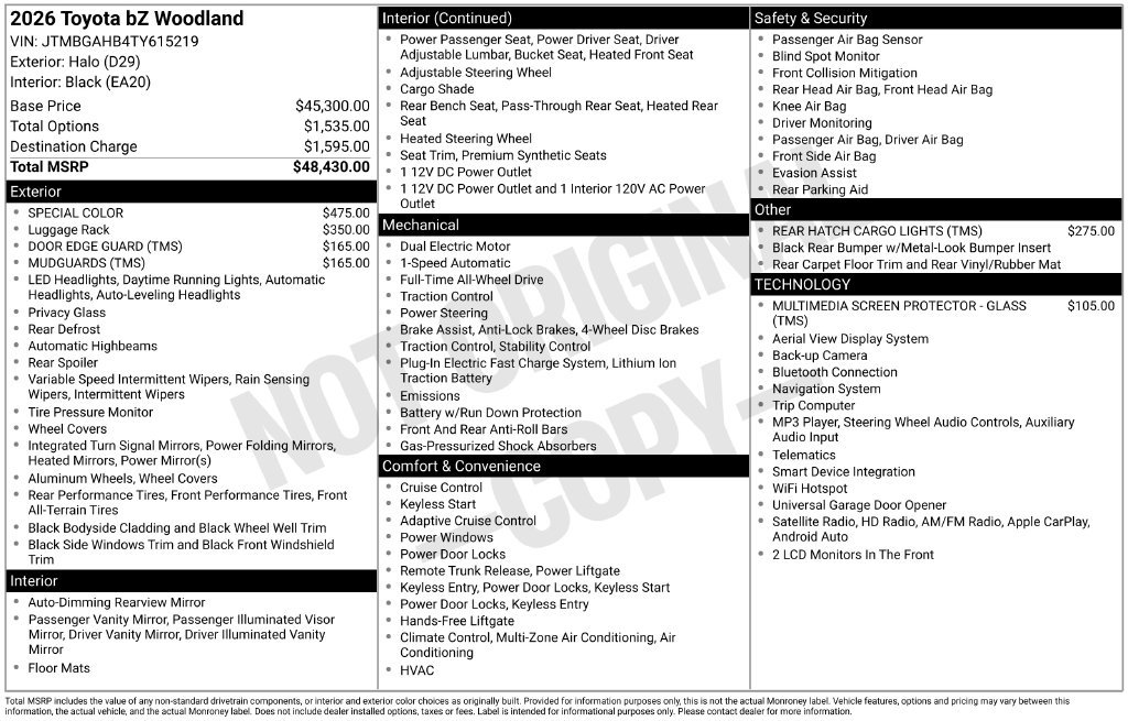 New 2026 Toyota bZ Woodland AWD/4WD image 37