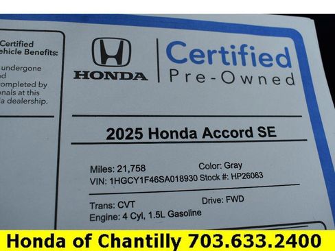 Certified 2025 Honda Accord SE image 40