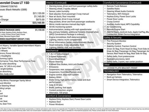 Used 2016 Chevrolet Cruze LT w/ Convenience Package image 8