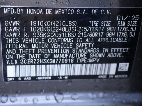 Certified 2025 Honda HR-V LX image 26