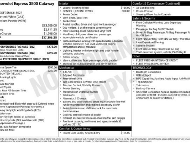 Used 2021 Chevrolet Express 3500 w/ Power Convenience Package RWD image 39