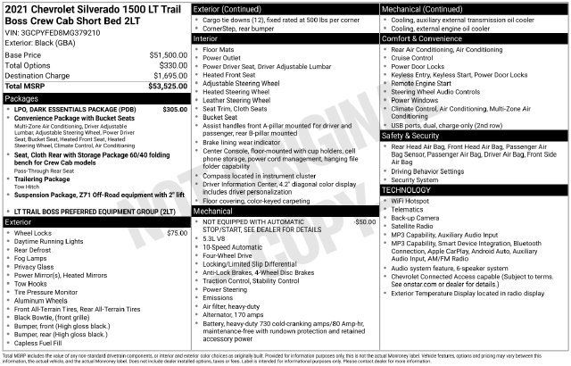 Used 2021 Chevrolet Silverado 1500 LT Trail Boss w/ LPO, Dark Essentials Package AWD/4WD image 31