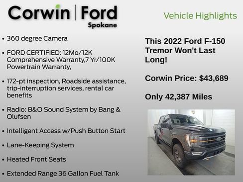 Used 2022 Ford F150 Tremor w/ Equipment Group 401A Mid AWD/4WD image 4