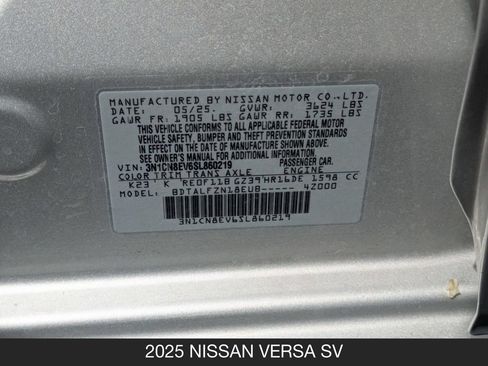 Used 2025 Nissan Versa SV FWD image 24