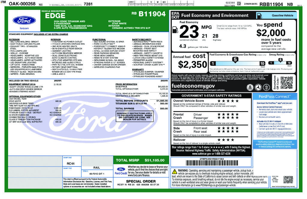 Used 2024 Ford Edge Titanium w/ Equipment Group 301A AWD/4WD image 12
