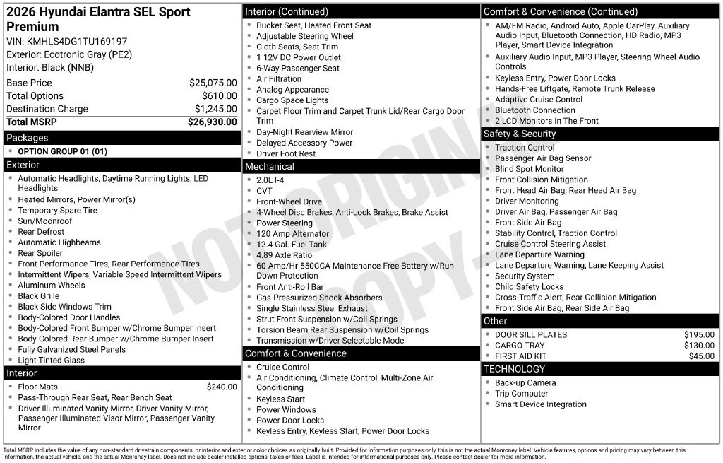 Certified 2026 Hyundai Elantra SEL Sport Premium FWD image 31