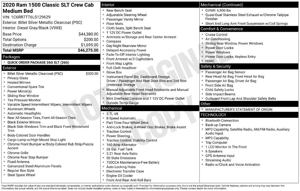 Certified 2020 RAM 1500 Classic SLT AWD/4WD image 20