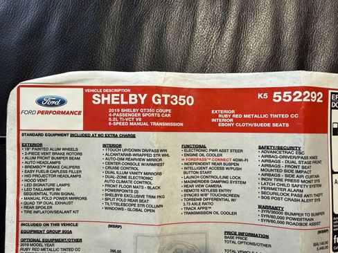 Used 2019 Ford Mustang Shelby GT350 w/ Technology Package RWD image 46