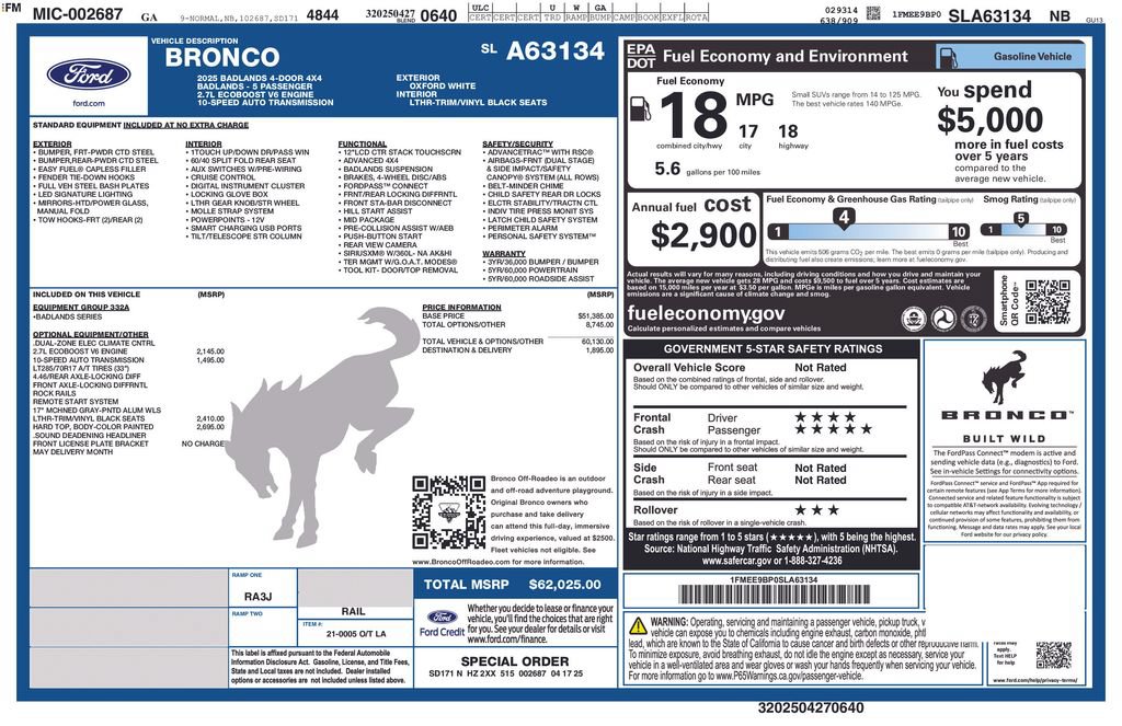 Certified 2025 Ford Bronco Badlands AWD/4WD image 37