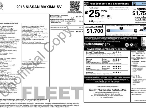 Used 2018 Nissan Maxima 3.5 SV image 6