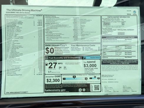 New 2026 BMW 740i xDrive w/ Executive Package AWD/4WD image 32