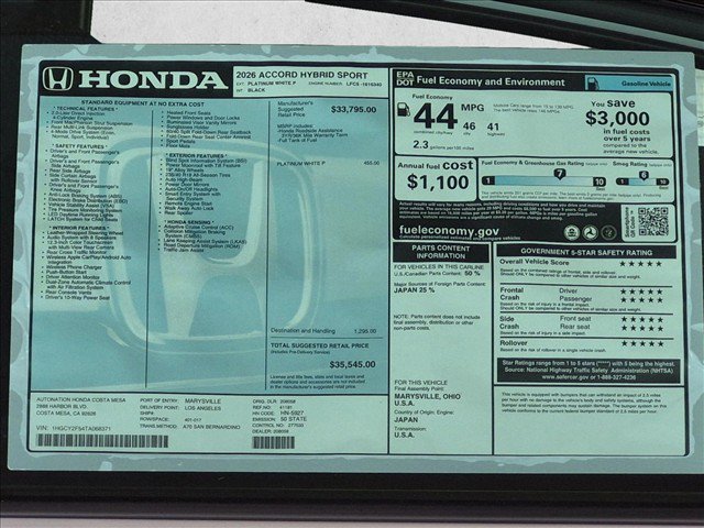 New 2026 Honda Accord Sport image 17