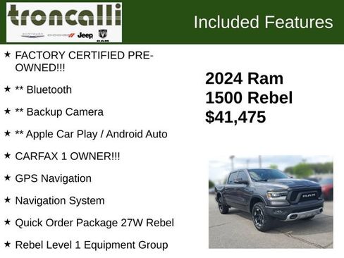 Certified 2024 RAM 1500 Rebel w/ Rebel Level 1 Equipment Group AWD/4WD image 5