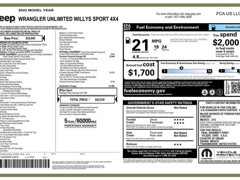Used 2022 Jeep Wrangler Unlimited Sport AWD/4WD image 34
