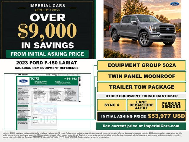 Used 2023 Ford F150 Lariat w/ Equipment Group 502A High AWD/4WD image 3