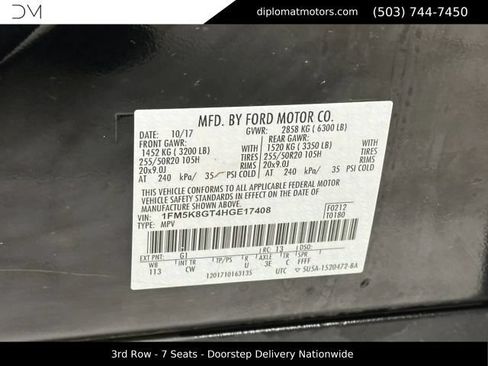 Used 2017 Ford Explorer Sport w/ Equipment Group 401A AWD/4WD image 55