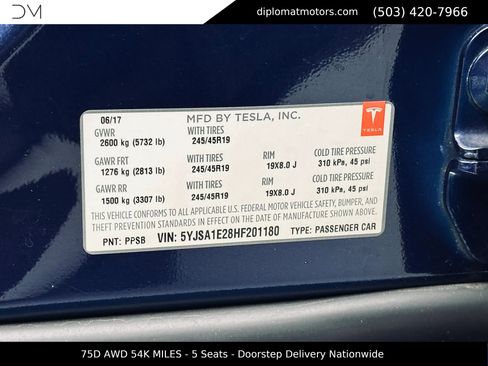Used 2017 Tesla Model S 75D AWD/4WD image 45